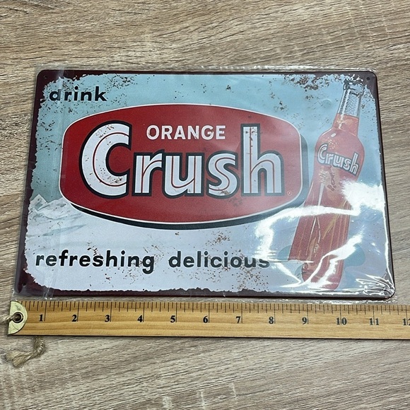 Orange Crush Tin Sign Vintage Inspired Wall Decor Retro Rusty Look 1953 Remake - Picture 3 of 5